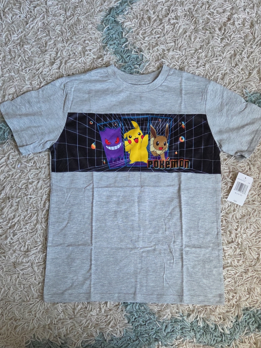 Boys' Gray Pikachu & Friends Graphic Tee NWT